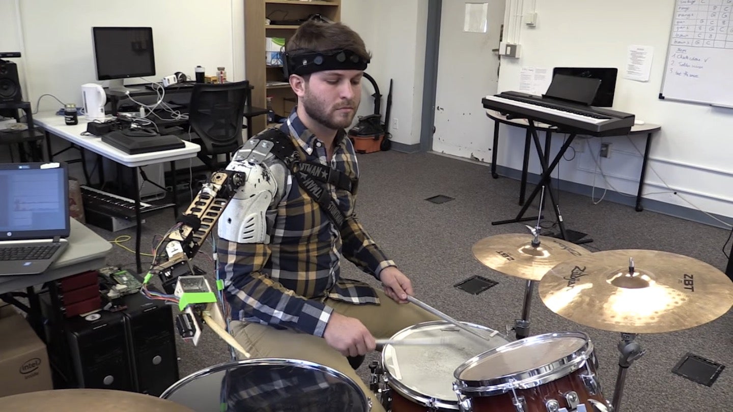 DRUMMERS: robotic arm allows three-handed drumming!